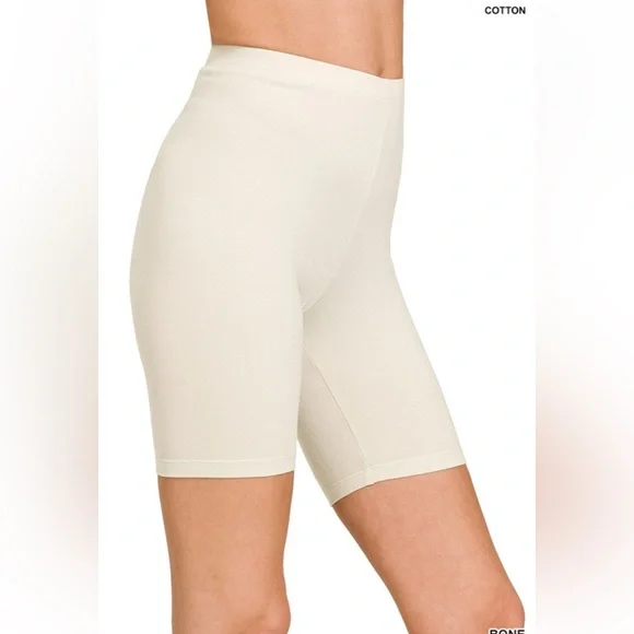 NWT! Premium Cotton Butter Soft Bone Color Biker Shorts Seamless Fit - Picture 2 of 3